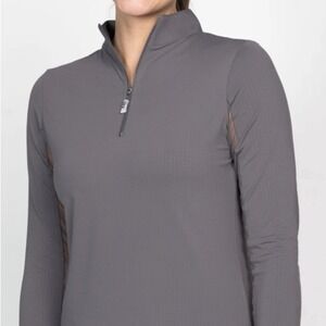 EIS Cool Sun Shirt Long Sleeve 1/4 Zip Gray Equestrian Shirt Size 2X